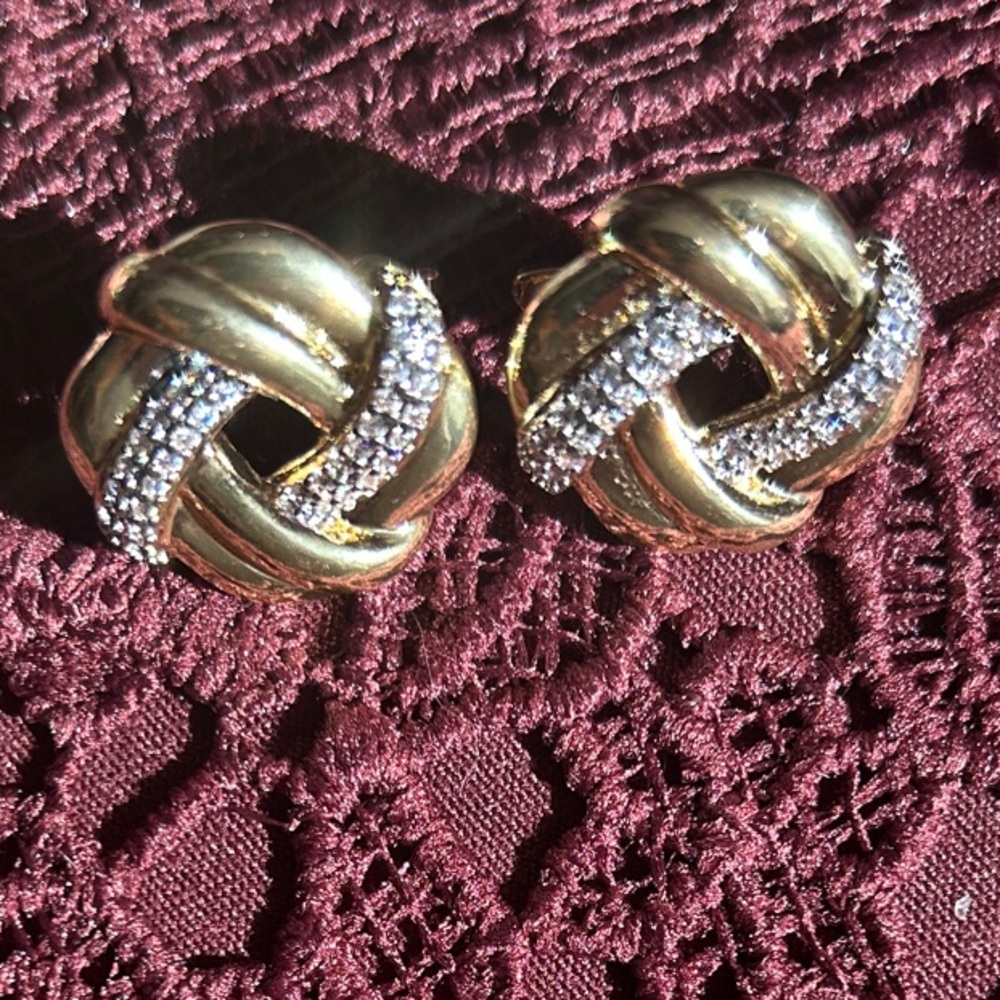 Stunning Braided Lever Back Earrings Double Strands of CZ Stones NEW
